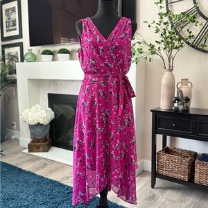 NWT DKNY Pink Asymmetrical Faux Wrap Sundress - Size 16